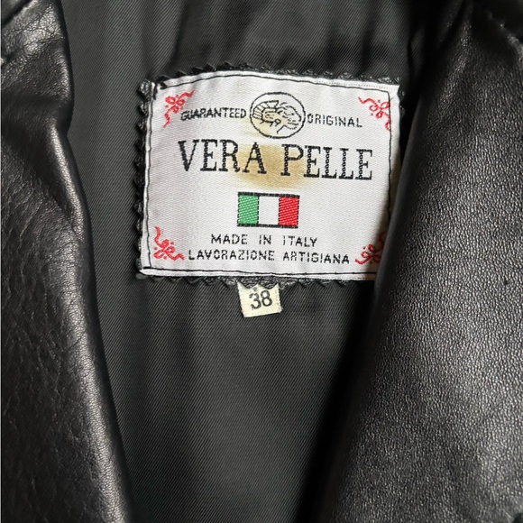 VERA PELLE ITALY BLACK LEATHER TRENCH COAT - Picture 2 of 5